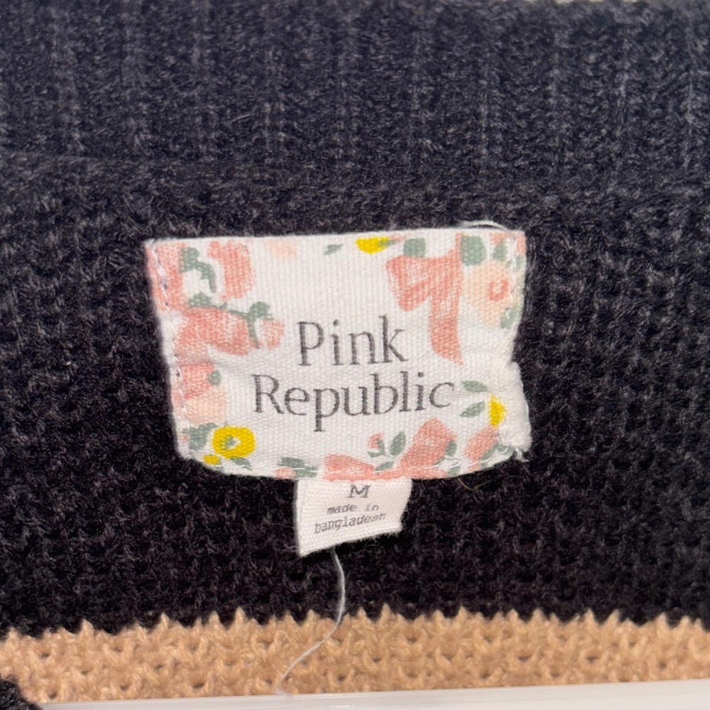 Pink Republic Black and Tan Striped Sweater - Picture 3 of 5
